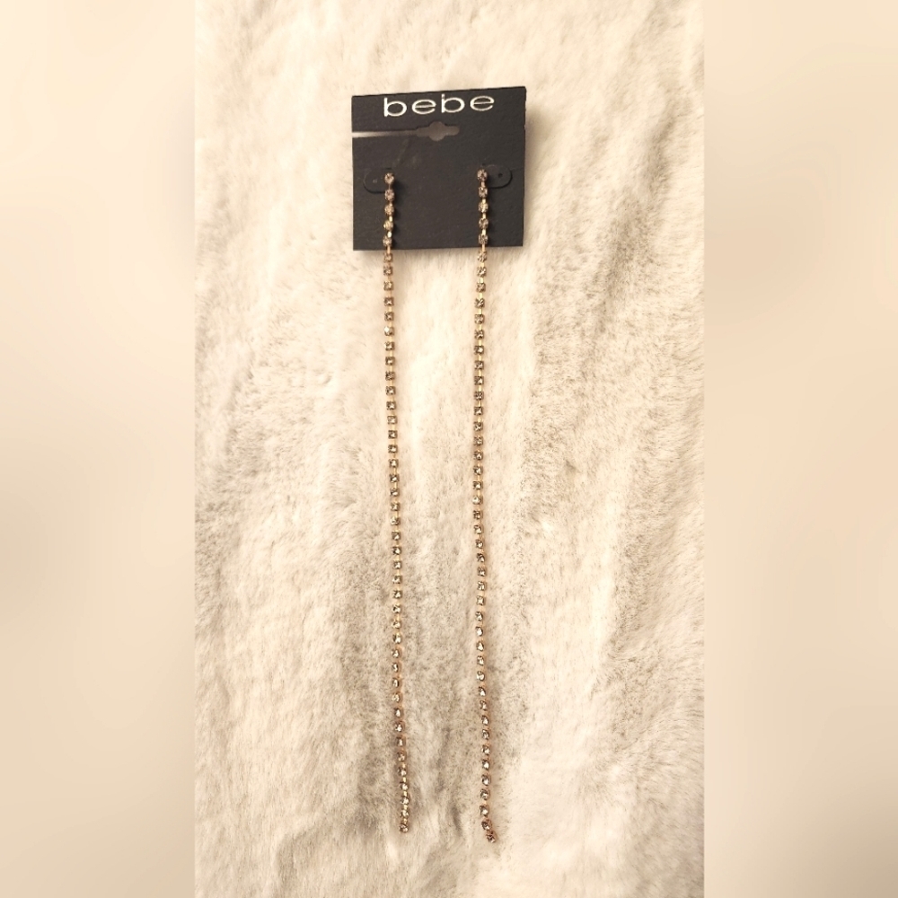 NWT Bebe Long Crystal Earrings